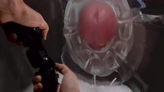 Man fucks Fleshlight Quickshot Launch moans and cums two times 