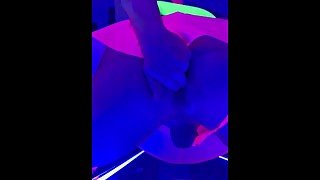 Rave slut plays with dildos and but plugs in blacklight