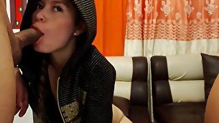 latin girl fucks and take sperm on face