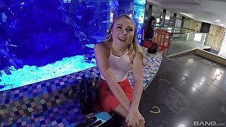 Blonde in miniskirt Alyssa Cole picked up on the street and fucked