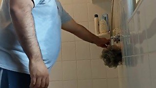 Real I caught me husband jacking off in the shower!!