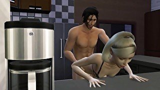 Fucking My Girlfriend's Mother in their Kitchen - 3D Hentai