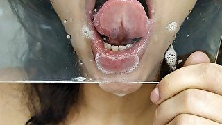 Glass kissing, spitting and licking