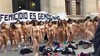 Nude women protest in Argentina -colour version