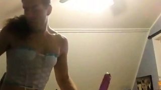 Sissy Kayla vs two dildos