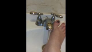 Foot washing in sink