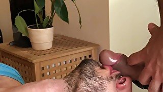 Deep throating His delicious big cock!