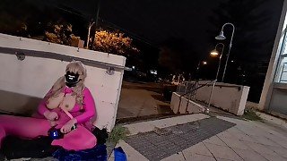 Leashed Pink Slut Flashes And Cums In Public - Teaser Video