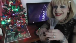 Sissy's New Year's Eve toast with her own cum