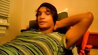 Horny twink casts a sexy jerking show