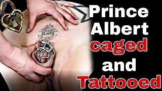 Rigid Chastity Cage PA Piercing Demo with New Slave Tattoo Femdom FLR BDSM Dominatrix Milf Stepmom