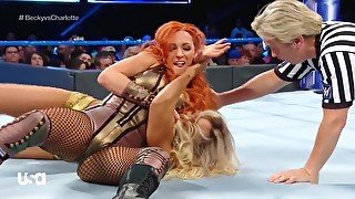 Becky Lynch in Fishnets Vs. Charlotte Flair Smackdown Live 06-05-2018