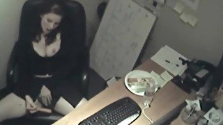 Office slut masturbates during lunch