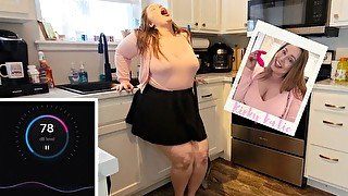 REAL BBW MILF cleans kitchen while using Lovense Flexer vibrator - Kinky Katie