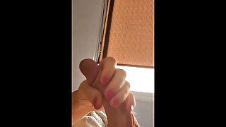 SOLO JERKING her MAN CLIT COCK with painted NAILS AND TOES NATALIA HAZE :)