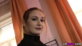 Redheaded amateur sucks dick in pov