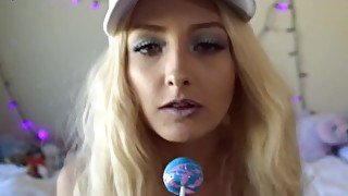 BLONDE WITH BRACES SUCKS ON LOLLIPOP ORAL FIXATION ASMR