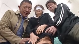 Asian mature Ai Komori in a wild gangbang with horny dudes.