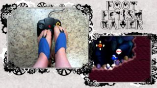 Sexy Gamer Girl Playing Yoshi Story 64 With Her Feet