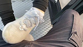 In Public Cum on Socks and wear Nike Shoes after. ( Footjob / Sockjob )