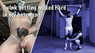 Twink buddy getting milked hard in my basement