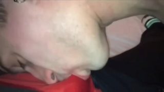 Cute sub worships his masters hard cock and smelly boxers