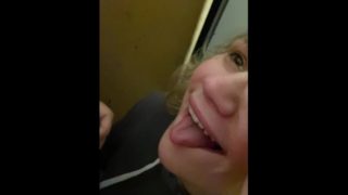 Daddy's slut sucking cock in the hallway