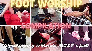 Foot worship compilation - Worshipping a blonde wife's feet