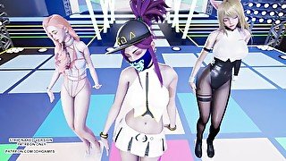 [MMD] Kep1er - WA DA DA Ahri Akali Seraphine Sexy Kpop Dance League of Legends Hentai Uncensored