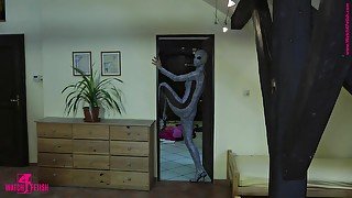 Great Strip In A Zentai Catsuit - Watch4Fetish