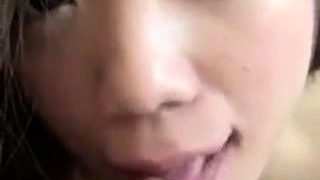 Pretty Asian teen puts her amazing oral abilities on display