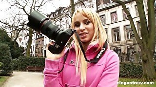 Naughty blond babe from the street Aleska Diamond is picked up and fucked by BBC