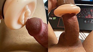 using my penis pump to adapt it and put a very tight pussy on the tip