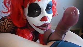 Clown Gives Blowjob To Mysterious Masked Man And Gets What He Deserves. P3