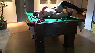 Striptease at the billiard table - Hot brazilian striper hot ass