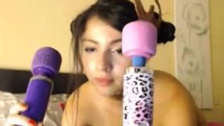 Horny girl orgasm with vibrator in webcam chat