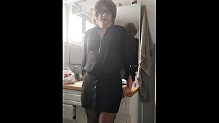 Patty crossdresser black lingerie and dildo fun