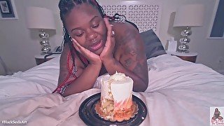 Oily Ebony BBW Gothic Goddess Takes 2 BBCs and Gets DVP For Her Birthday