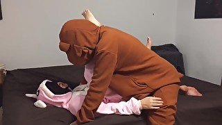 Yiff In Bunny And Bear Pajama Onesies With Oral Creampie