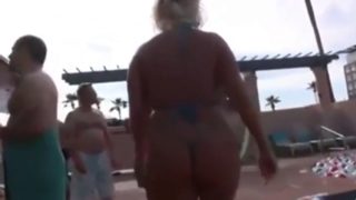 Big boobs at swimming pool