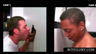 Gloryhole gay sucking a straight penis