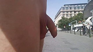 Naked on the bike in the city