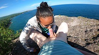 Cute Amateur teen 18+ Does Risky Deepthroat On Park Trail Cliff Side By The Beach Pov 4k