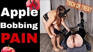 Femdom Mistress Apple Bobbing Pain Game Whipping Vampire Gloves Switch Cane Buttplug