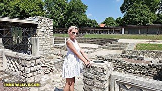 BUSTY BLONDE STEP MOM GOES to the ROMAN RUINS with HER STEPSON LEARNS SOMETHING NEW!