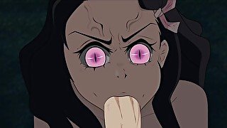 DEMON SLAYER: NEZUKO DEEP BLOWJOB (HENTAI)