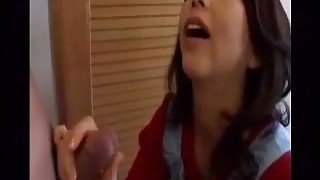 Horny Asian brunette gets sperm covered face