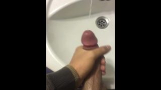 Young hairy boy cum all over the sink