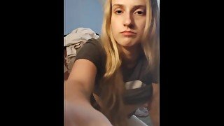 Horny little blonde got a new toy to help her cum