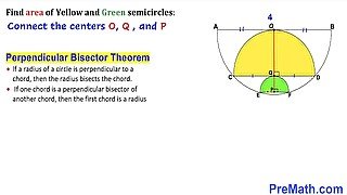 Calculate area of the Yellow and Green shaded semicircles (Pornhub)